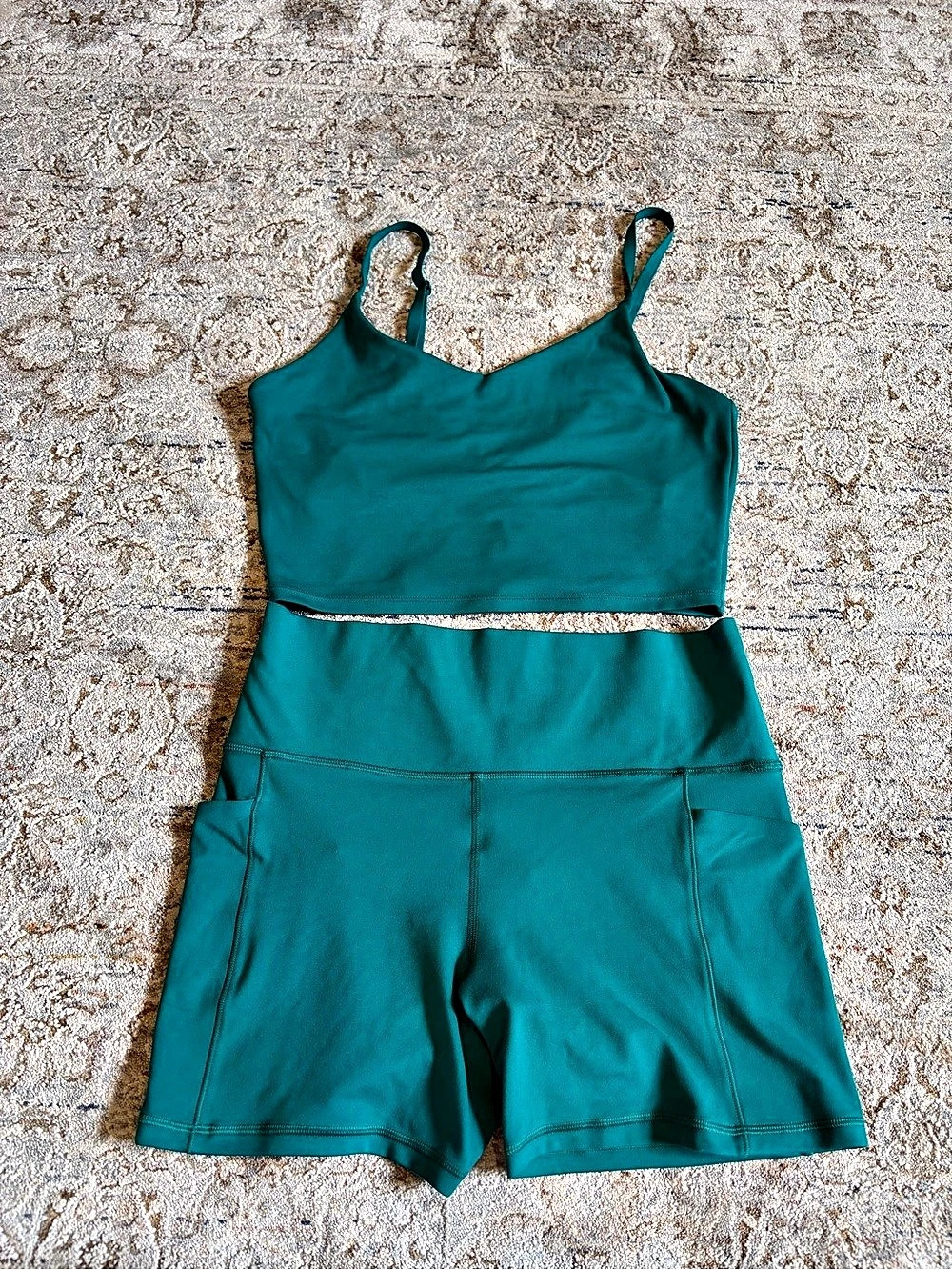 Athleta Salutation Stash Short and Crop Top. 
Please see sizes below.